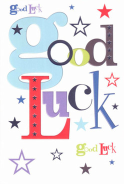 This distinctive good luck card perfectly captures the sense of anticipation and camaraderie you find all along Queen's Park's leafy avenues. Bold baby-blue script is artfully complemented by vibrant red, earthy green, and moody violet fonts, each chosen to reflect the colourful blend of local gardens and market stalls. Sprinkled throughout the card are charming stars, ranging from dark indigo to soft lavender, their varying sizes reminiscent of city lights seen from the heart of northwest London. The bright white background serves as a welcoming canvas, letting every font and flourish breathe, while the card's silky texture hints at luxurious quality and care-just the sort you'd expect from Queen's Park Florist. More than a greeting, this card conveys a sincere embrace of possibility, tailor-made for anyone stepping into a new job, moving to a different flat on Lonsdale Road, or taking the stage for the first time at the local arts centre. To hold this card is to feel the supportive pulse of the community, as if luck itself resides within the steadfast encouragement of Queen's Park neighbours, ready to uplift each recipient toward their next adventure.